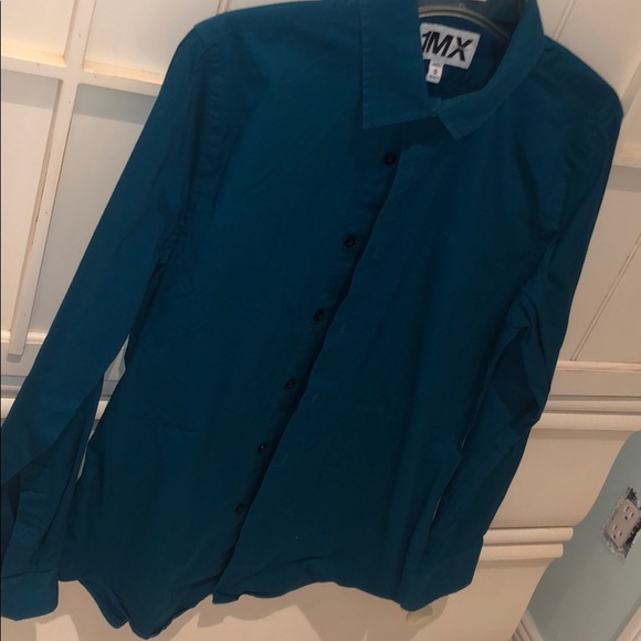 Express teal button down shirt - Picture 2 of 3